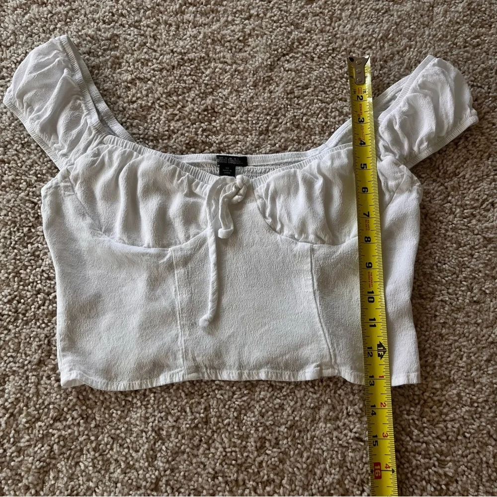 Wild Fable Crop Top XS Cap Sleeve White Romantic‎ Coquette Milkmaid - Picture 5 of 7